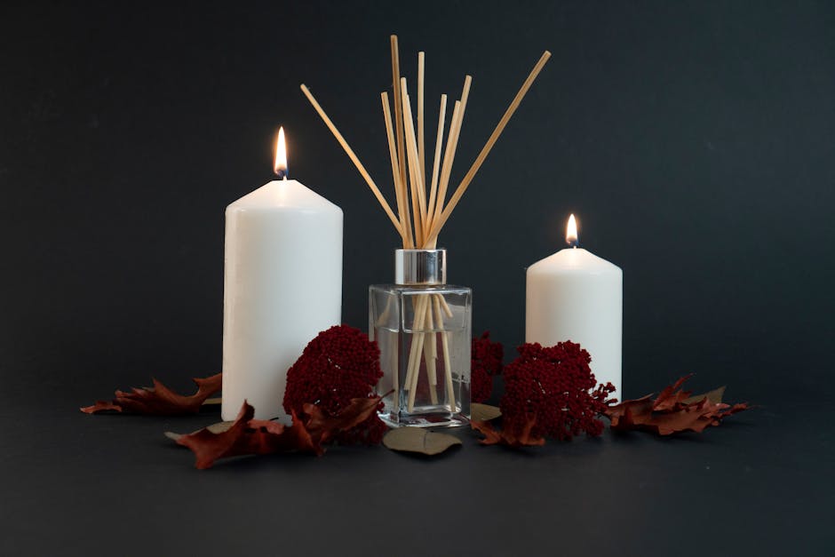 Difuzor de aromaterapie si lumanari pentru atmosfera romantica