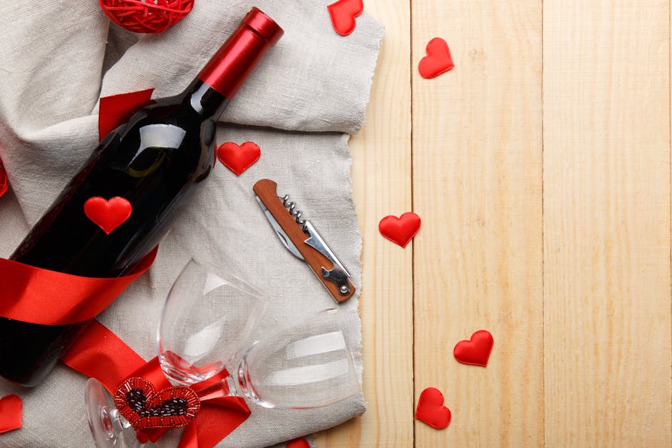 Sticla de vin si pahare pentru o cina romantica